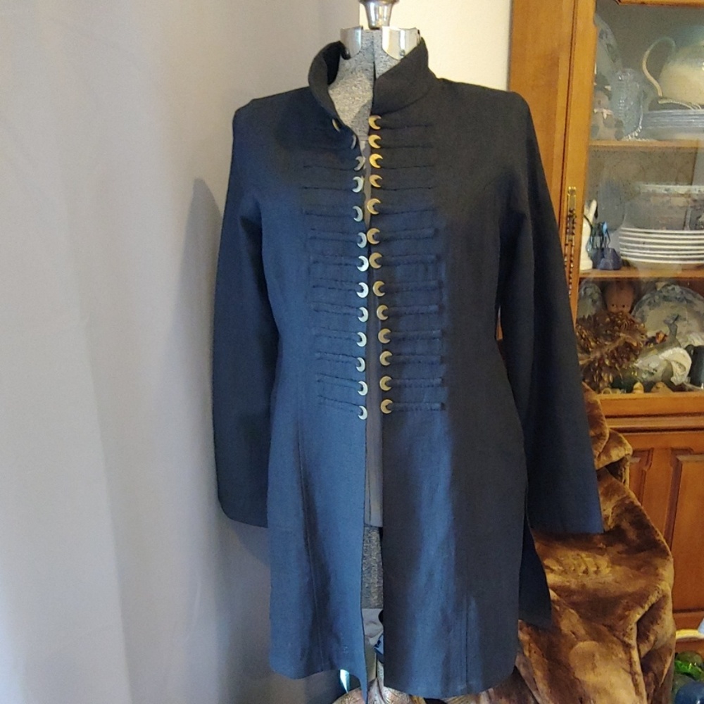 Soft Surroundings Black Linen Military Style